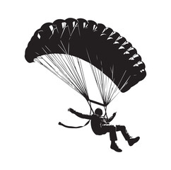 Skydiver  parachuting silhouette vector illustration 