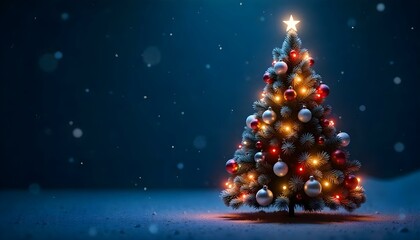 Obraz premium christmas tree with lights and snowflakes