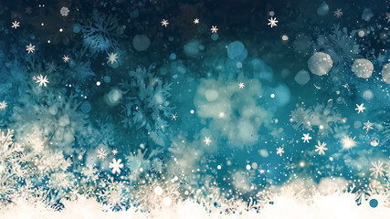 A flurry of snowflakes against a dusky backdrop.