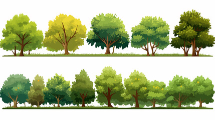 Colorful Seamless Cartoon Vector Trees for Creative Headers