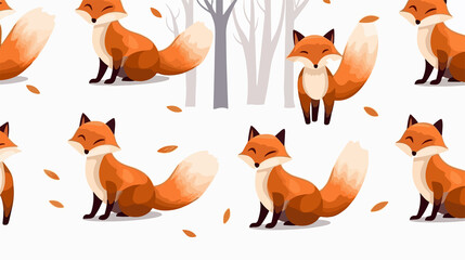 Funny Foxes Seamless Cartoon Pattern for Textile Design and Kids Decor
