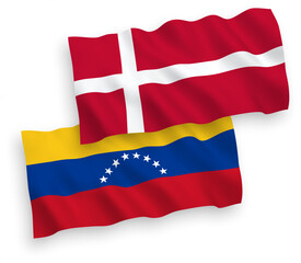 Flags of Denmark and Venezuela on a white background