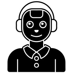 AI Assistant Icon vector silhouette black design white background