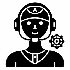 AI Assistant Icon vector silhouette black design white background