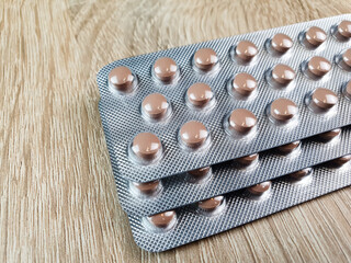 Package of medication. Pills in the package, taking medication, treatment.
