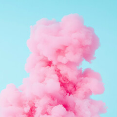 Colorful vapor clouds fill the air in a vibrant display against a soft backdrop during a creative event. Generative AI