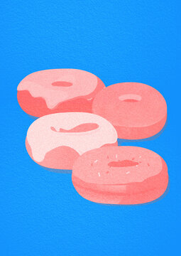 Doughnuts halftone retro graphic style. 