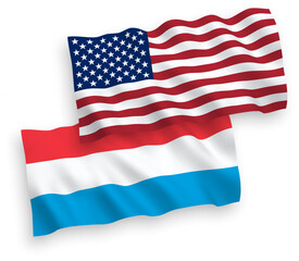 Obraz premium Flags of Luxembourg and America on a white background
