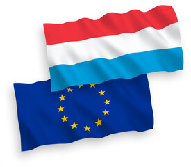 Flags of European Union and Luxembourg on a white background