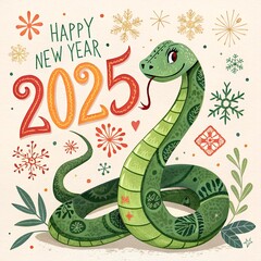 Fototapeta premium New Year 2025, snake, happy new year, zodiac sign