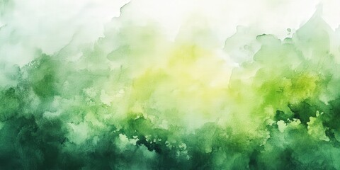 Fototapeta premium Serene Green Landscape Abstract Watercolor Artwork Depicting Calm and Peaceful Nature with Delicate Shades of Green and Yellow Hues