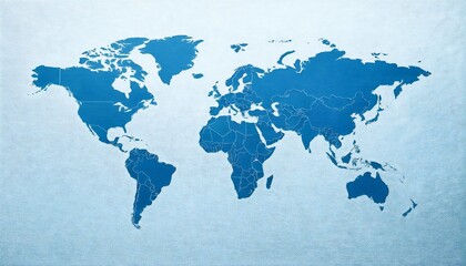simple light blue world map on a textured white background.