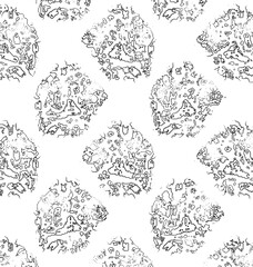 Fototapeta premium seamless tiny flowers and leaf colorful pattern. fabric print.