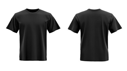 Black and white blank t-shirt clothing design. New sport unisex textile form with u neck collar for man and woman. Advertising or ads template on cloth and fashion theme