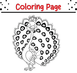 Peacock coloring book page