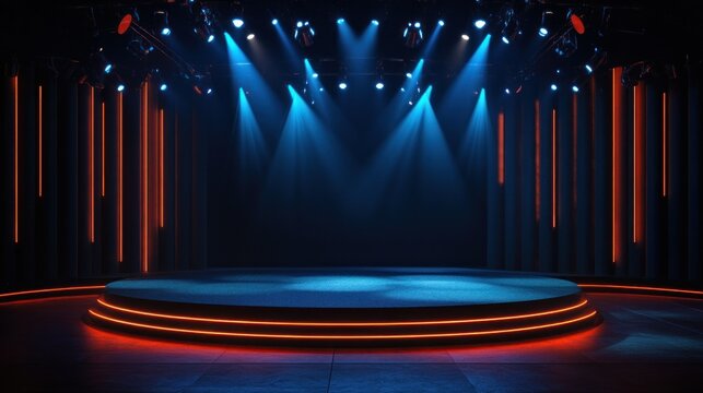 Podium stage for television studio modern theater shows concept background wallpaper AI generated image
