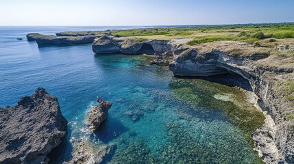 Coastal Cliffs and Crystal Clear Ocean Water