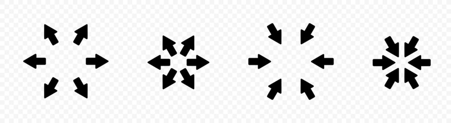 Arrows pointing outward and inward in different directions in a circle vector design