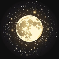Full moon with stars in night sky.