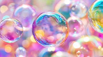Close-up of colorful soap bubble texture 