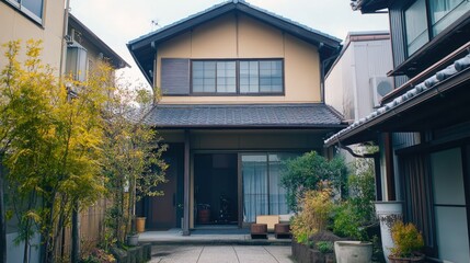 Fototapeta premium Traditional Japanese House with Serene Garden