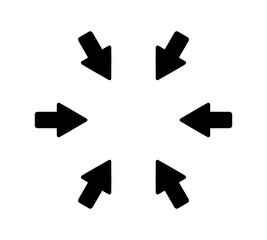 Arrows pointing outward and inward in different directions in a circle graphic design