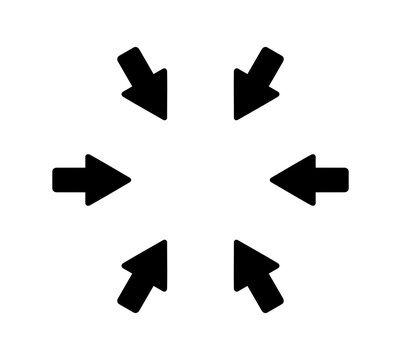 Arrows pointing outward and inward in different directions in a circle graphic design