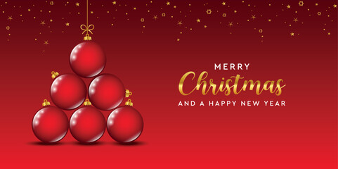 christmas greeting card with ball decoration vector illustration