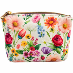 cosmetic bag and flowers assortment