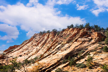 View from road trip  red rocks in Utah, USA