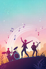 Naklejka premium Musical poster. Music elements design for card, invitation, flyer. A cover of music disc or a music single
