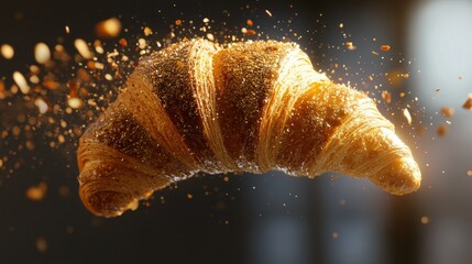 Freshly Baked Croissant in Dynamic Motion