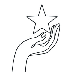 The hand is drawn with one continuous line