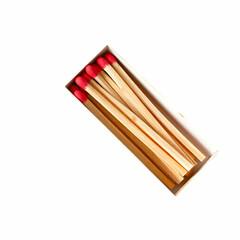 Matches in a matchbox isolated on the blank background