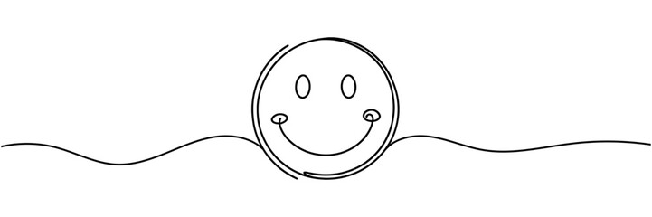 PrintSimple line art illustration of a laughing face emoji on a white background. Vector illustration.