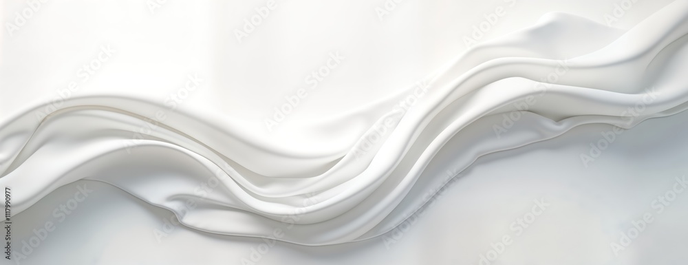 Aufkleber white fabric drapes smoothly on white background. elegant folds, soft curves create simple yet visua