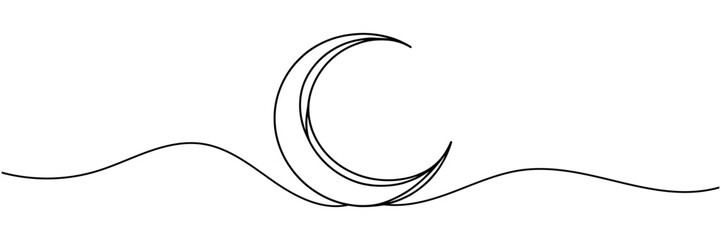 crescent moon single one continuous line illustration design.