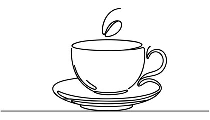 One continuous line illustration of a cup, isolated on white background.