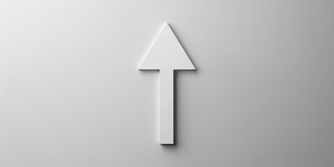 Fototapeta premium White Up Arrow on Grey Background: Minimalist Geometric Symbol