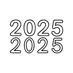 big 2025 numbers icon, new year illustration, new year icon - simple black line art of big 2025 numbers, symbolizing new year celebrations. new year vector.
