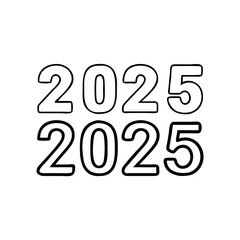 big 2025 numbers icon, new year illustration, new year icon - simple black line art of big 2025 numbers, symbolizing new year celebrations. new year vector.