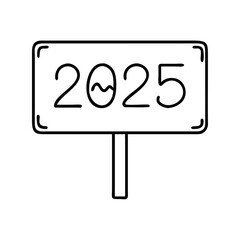2025 text icon, new year illustration, new year icon - simple black line art of 2025 text, symbolizing new year celebrations. new year vector.
