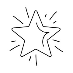 bright star icon, new year illustration, new year icon - simple black line art of bright star, symbolizing new year celebrations. new year vector.