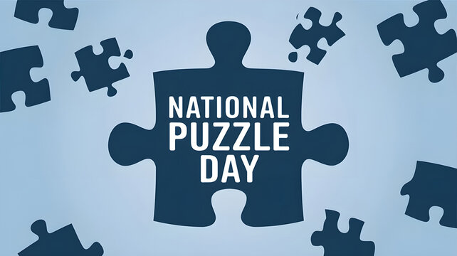 National Puzzle Day Concept Banner with Engaging Puzzle Graphics and Educational Theme.puzzle,puzzle day, jigsaw, pieces, game.