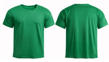Plain green T-shirt front and back view