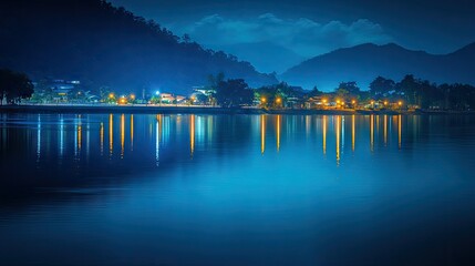 Fototapeta premium Majestic Nighttime View of Thailand's River