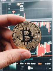 Crypto trading concept, BTC reaches 100k, vertical banner