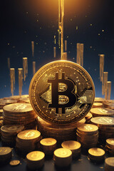 Crypto trading concept, BTC reaches 100k, vertical banner