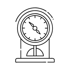 golden clock icon, new year illustration, new year icon - simple black line art of golden clock, symbolizing new year celebrations. new year vector.