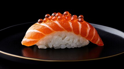 Salmon Roe Sushi on Black Plate